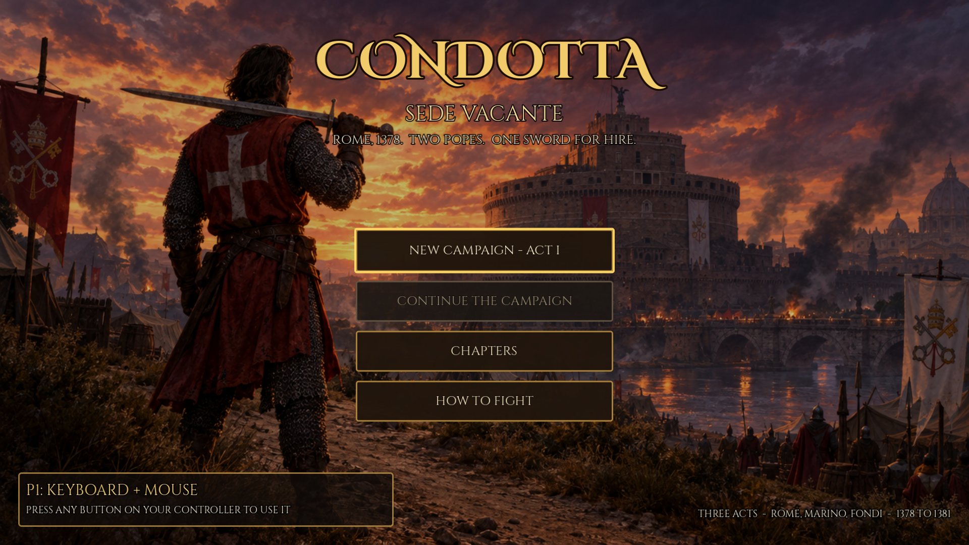 Start a new campaign, or jump straight to any of the three acts.