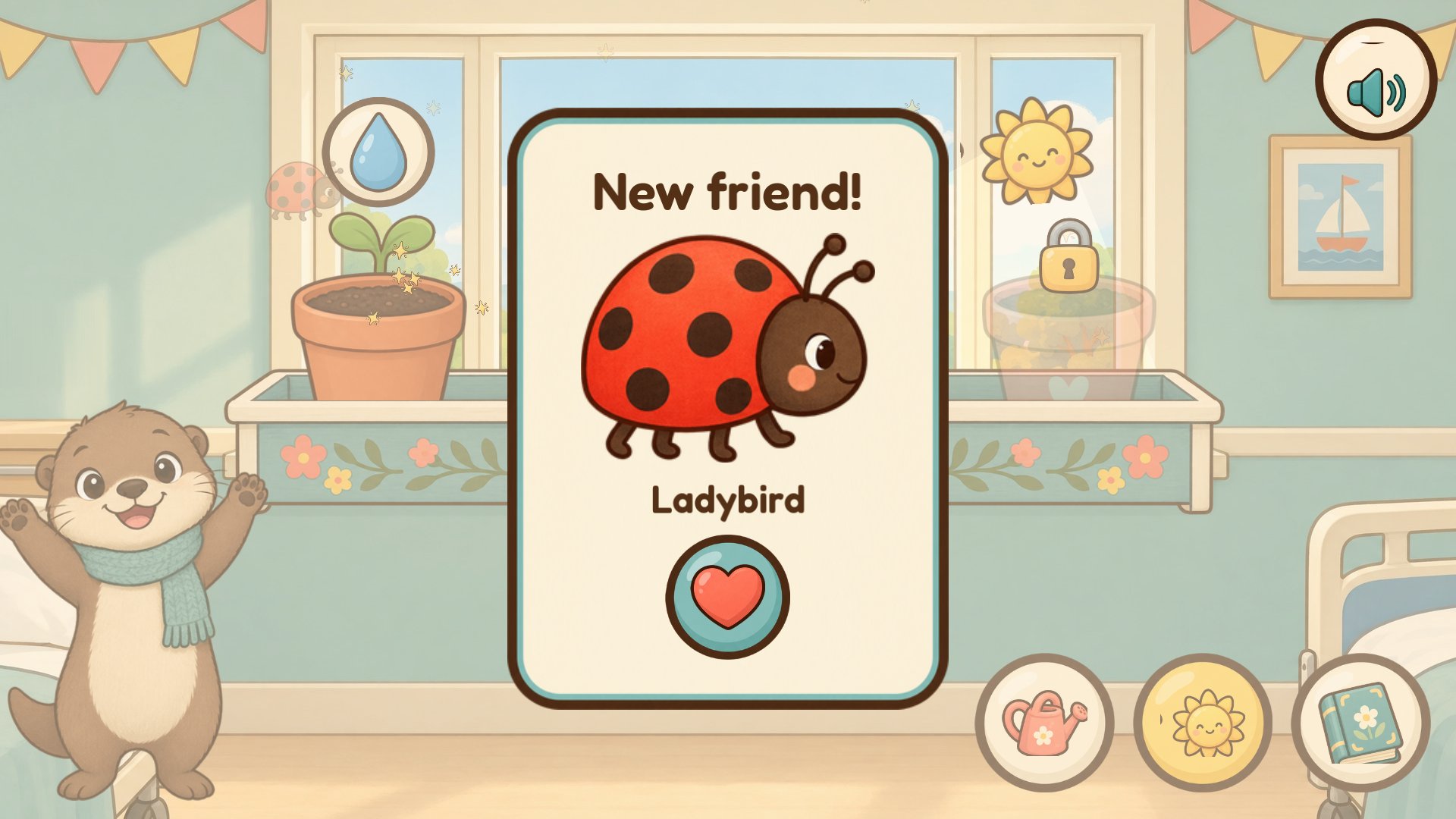 The first sprout brings a new friend: the ladybird.