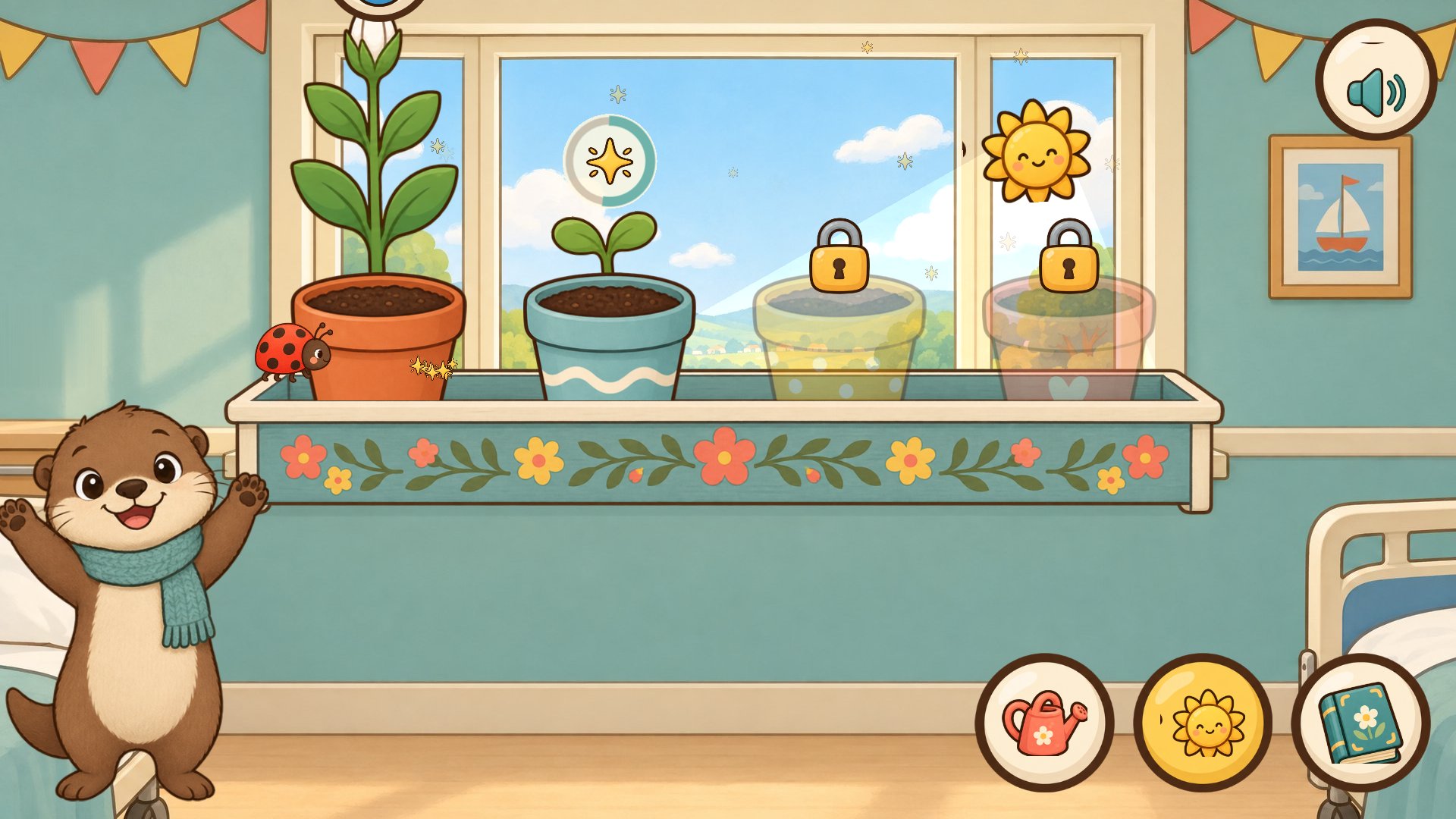 Turn the box to the sun and Pip cheers each new leaf.