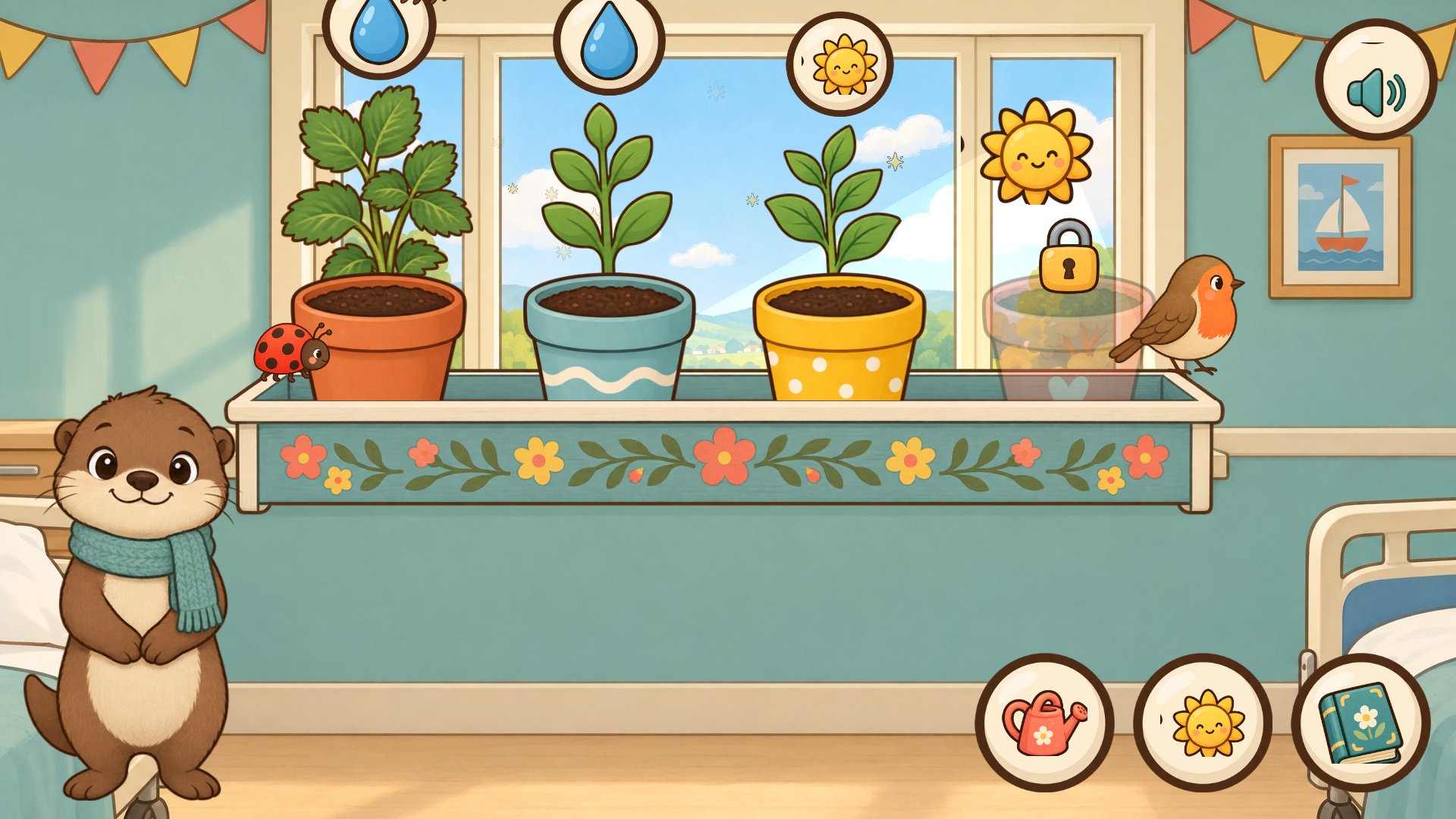 Picture bubbles show what each plant would like next.
