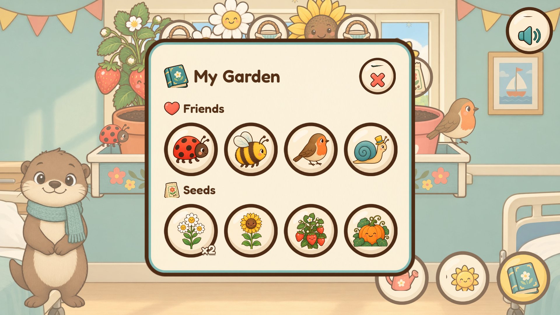The My Garden book keeps your friends, seeds and harvest.