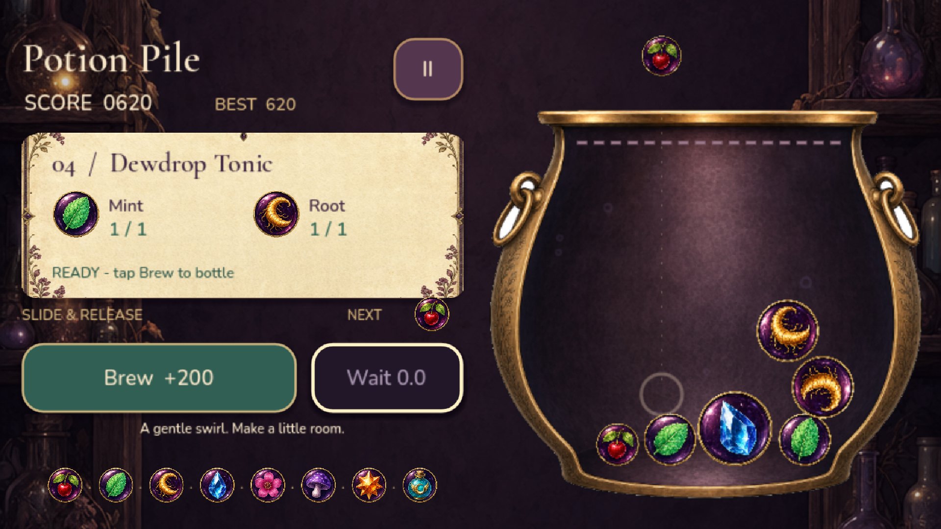 Keep merging and chase your best score.