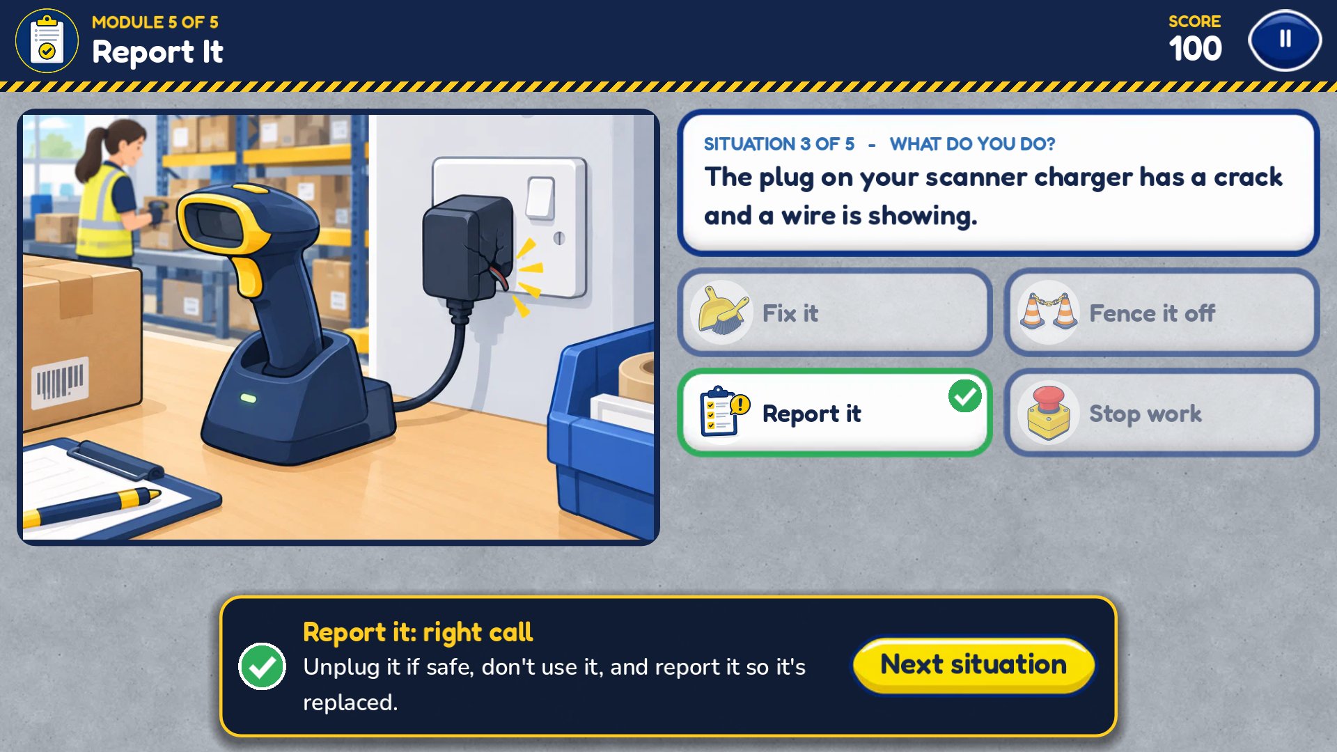 Report It: fix it, fence it off, report it or stop work.