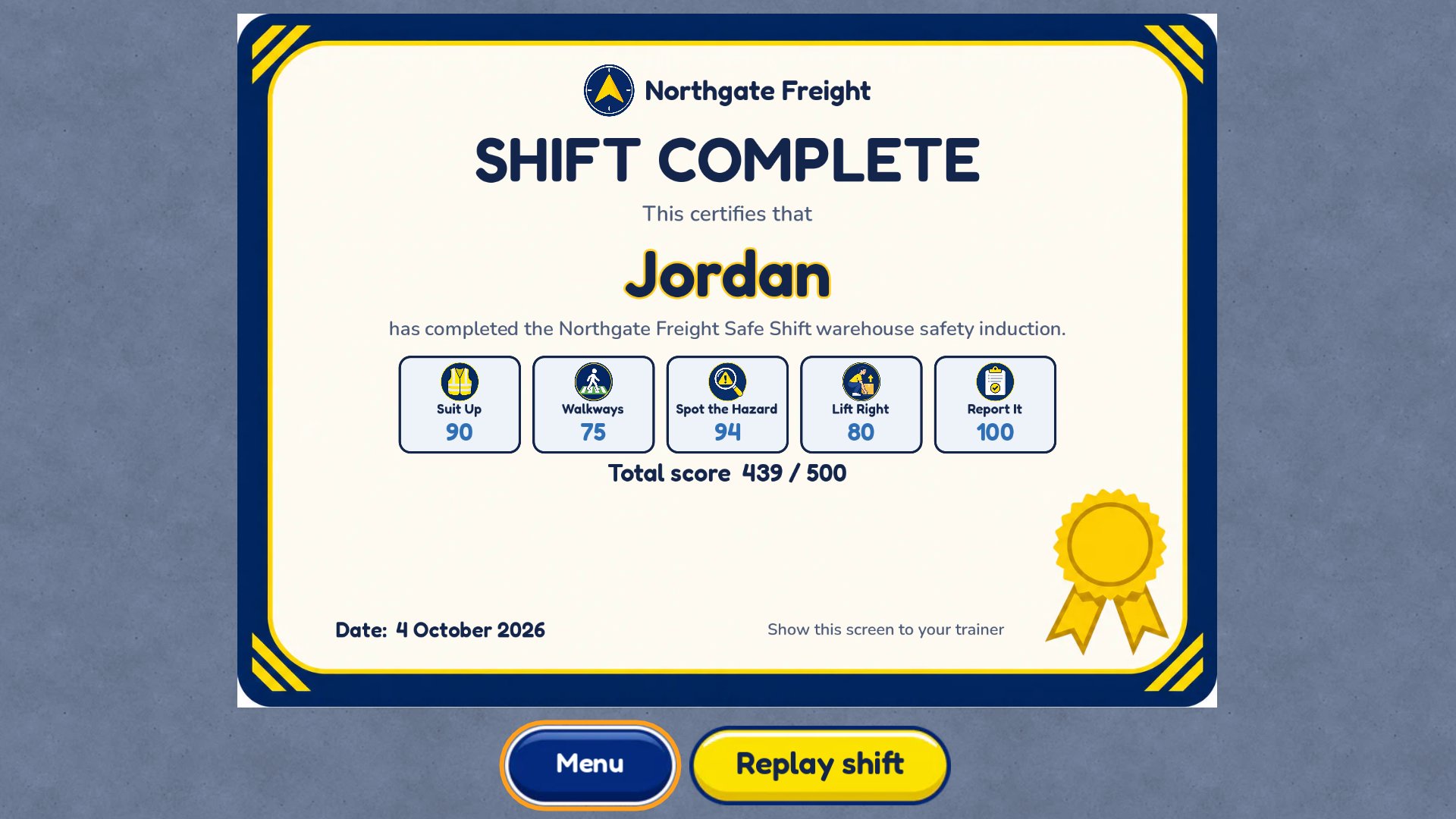 Finish all five modules for the Shift Complete certificate.