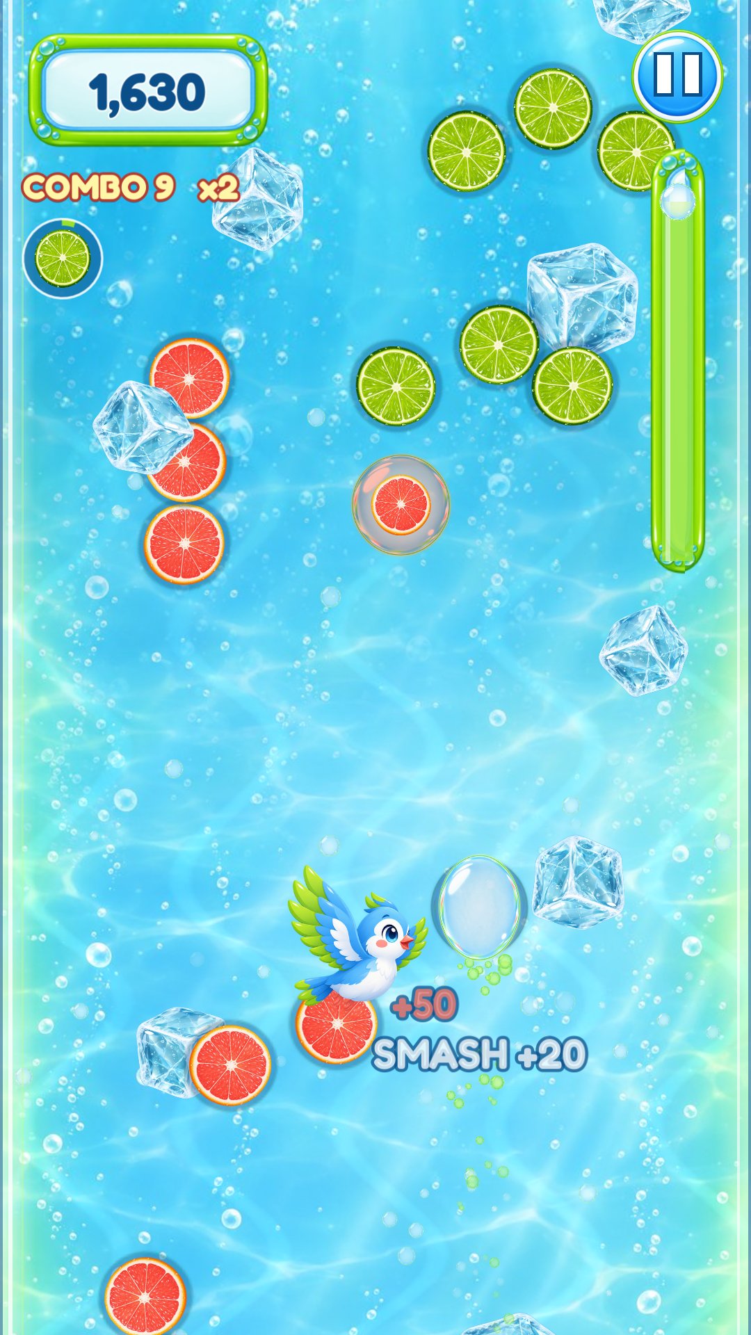 Lime speed burst: rocket up and smash the ice.