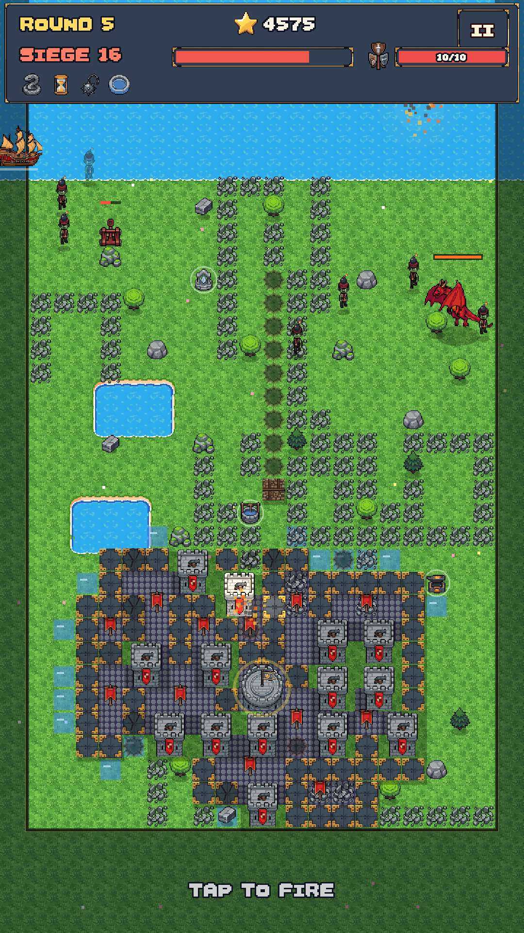 Round 5 with the Moat boon: water rings slow the sappers.