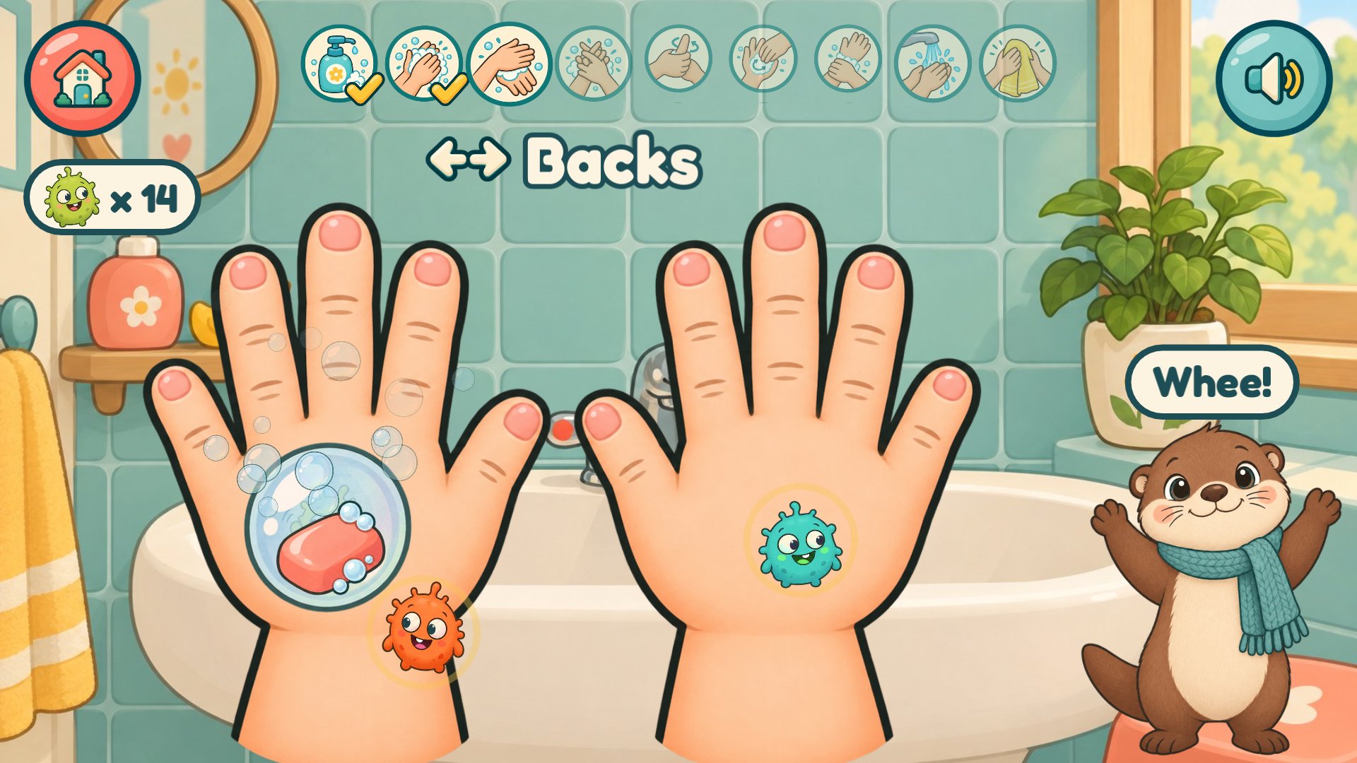 Backs: the hands flip over, so no germ can hide.