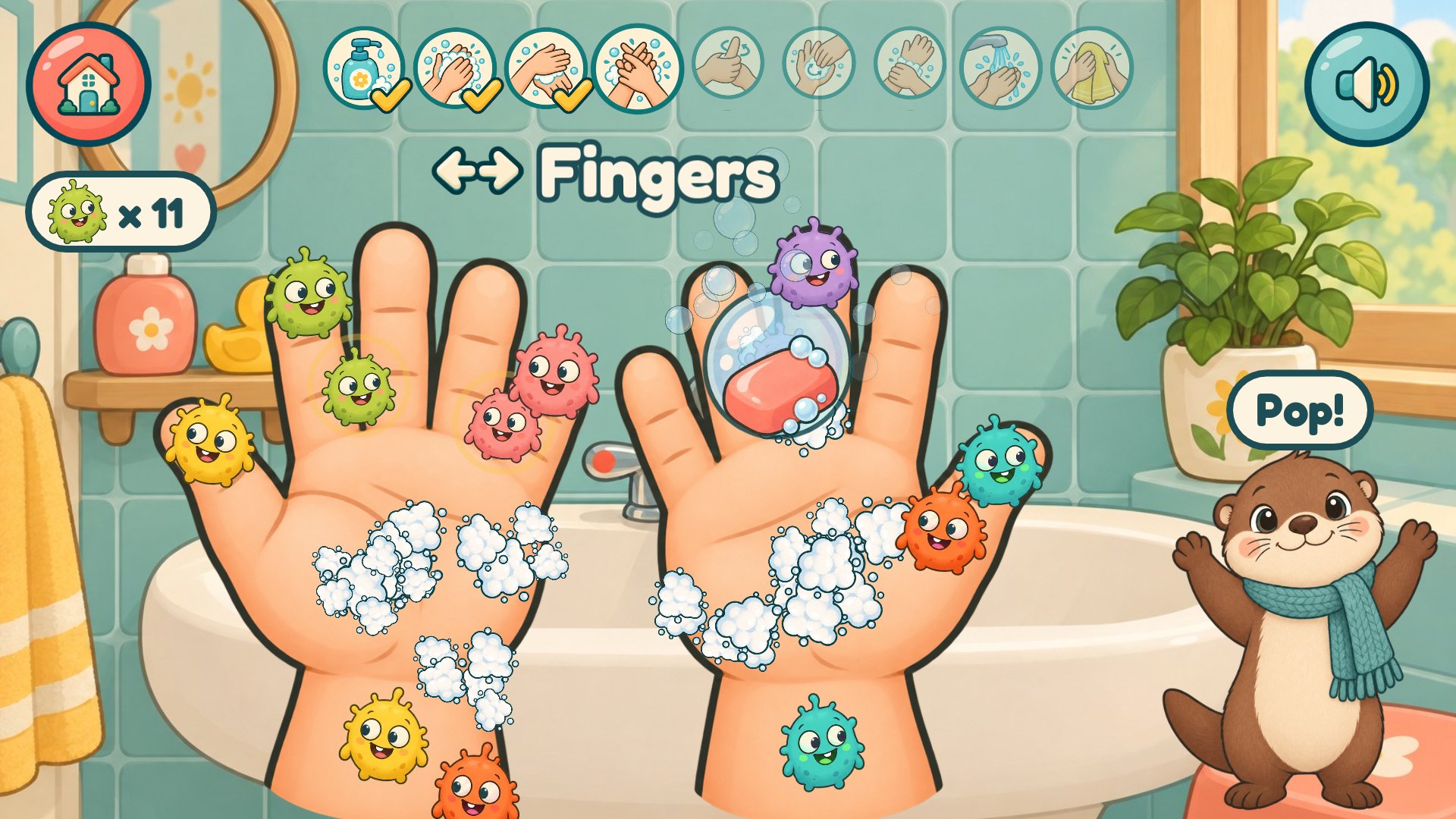 Fingers: swipe back and forth to work the foam in between.