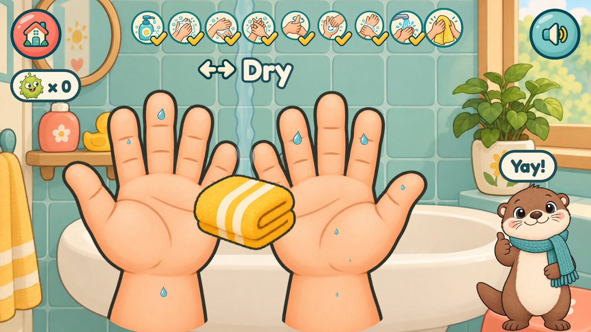Dry: wipe every drop away with the towel.