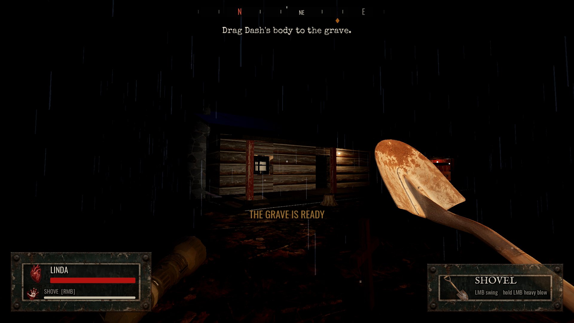 Out in the rain, by the lantern, the grave is ready.