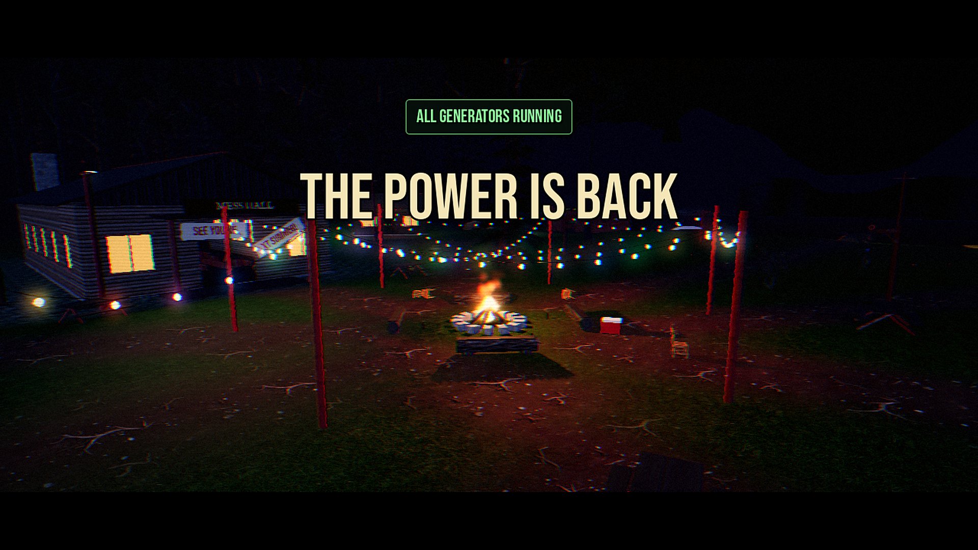 Six generators running. The power is back.