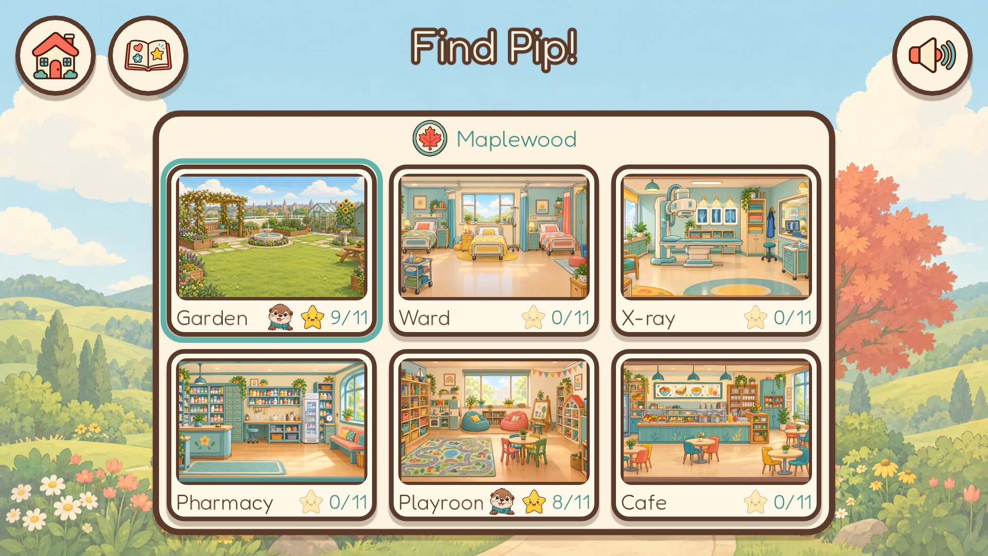 Choose any of the six rooms and see what you have found so far.