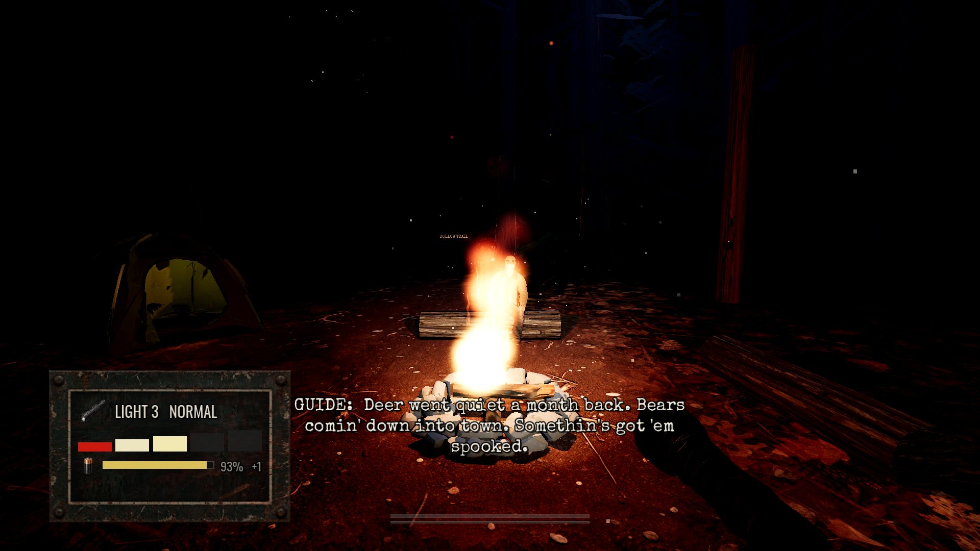 The prologue: your guide talks by the campfire. Something in these woods has the deer spooked.