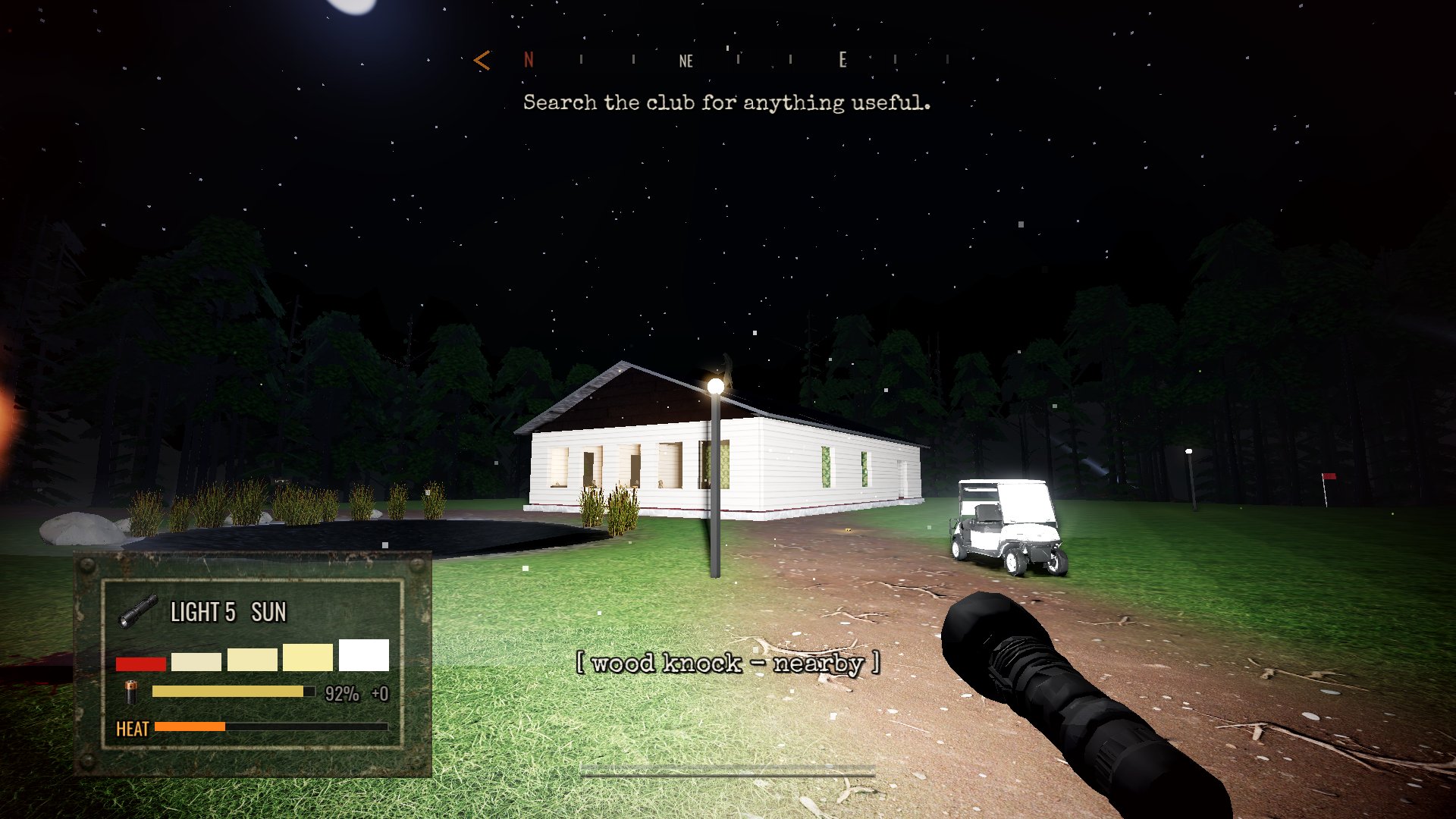 Light 5, Brighter Than The Sun, floods the country club grounds. It overheats in seconds.