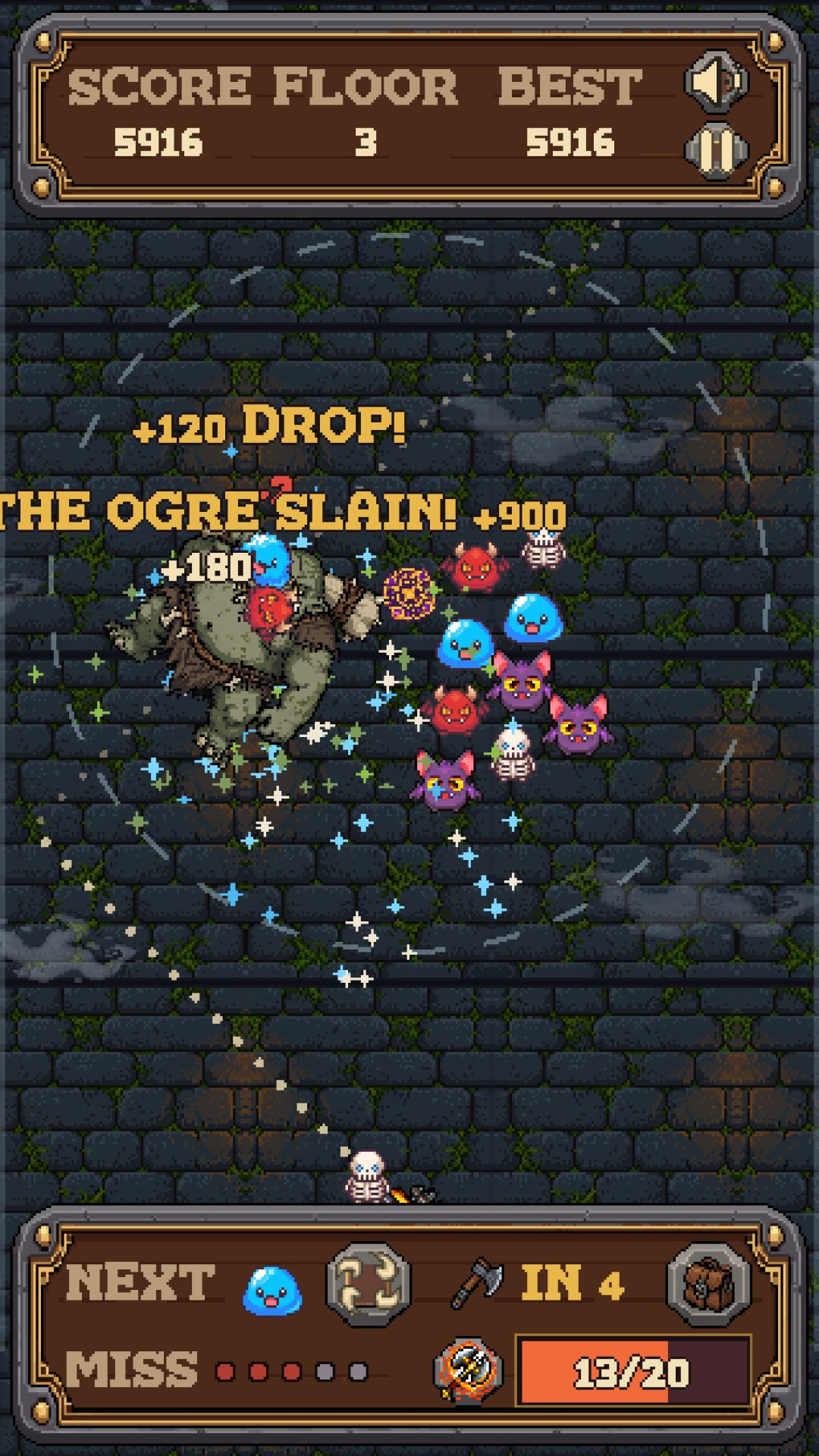 The Ogre slain by a Throwing Axe, and a cut-off clump drops for bonus points.