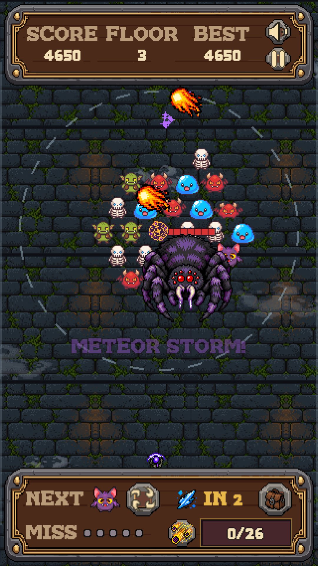 The Wizard's Meteor Storm rains down on the Broodmother.