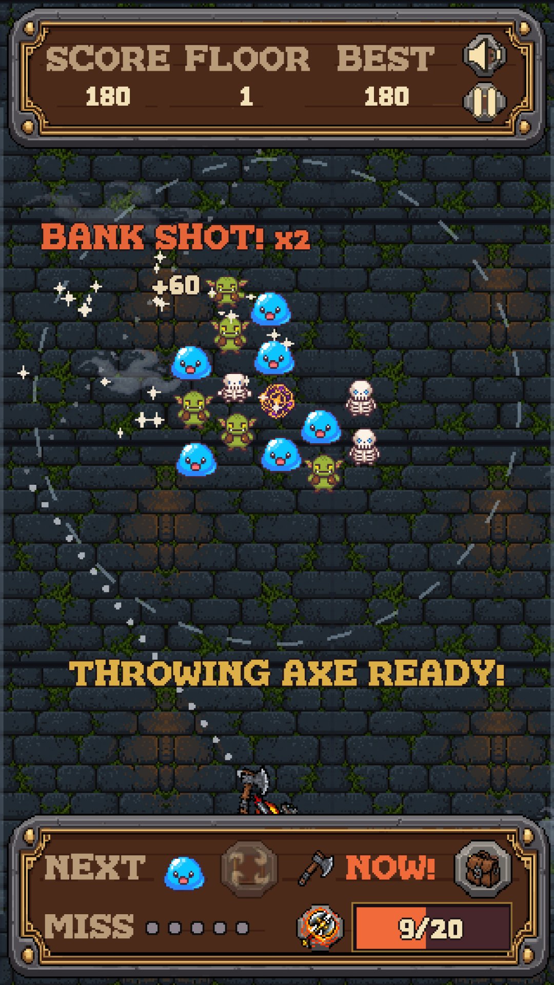 Bank shot off the wall for double points; the Throwing Axe loads on the fifth shot.
