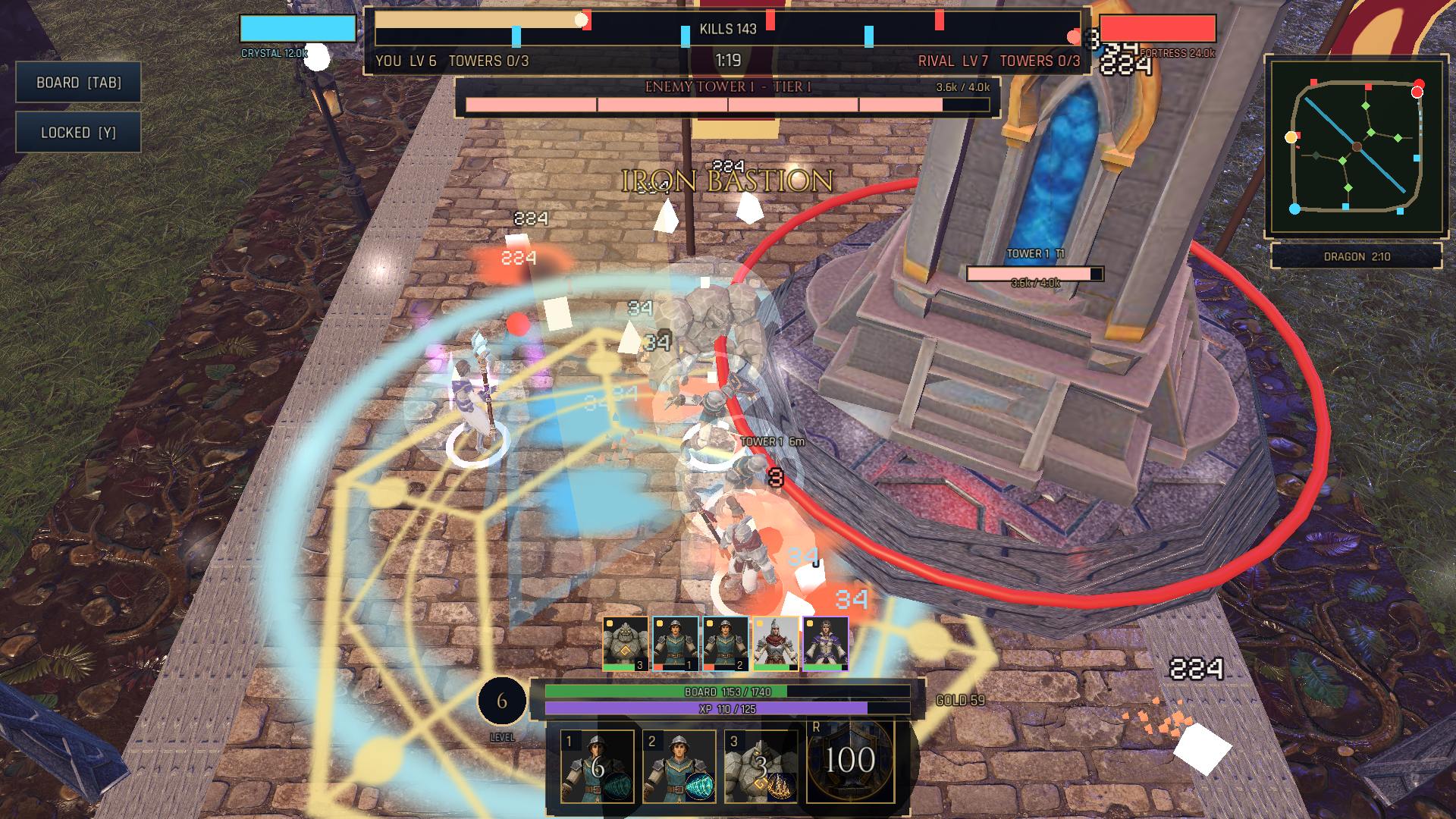 Unleash Iron Bastion beside the enemy tower.