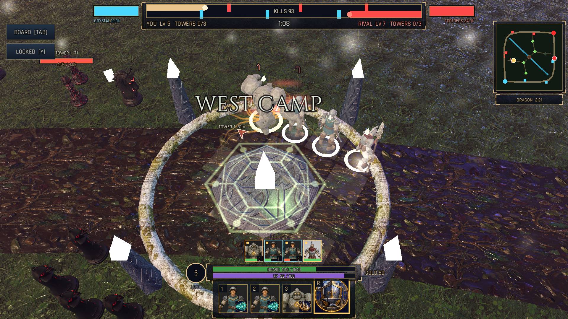 A four-hero Board fights at West Camp.