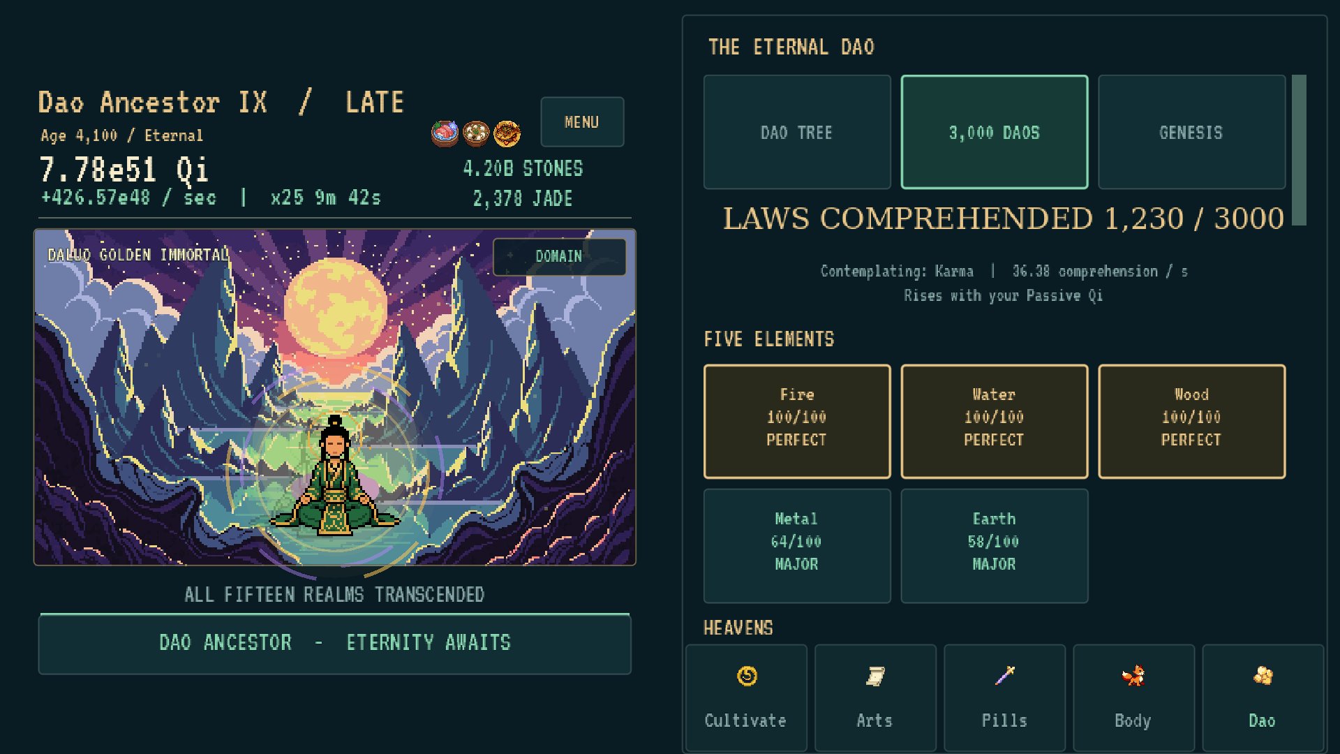 The Three Thousand Great Daos: 30 Daos of 100 laws each.