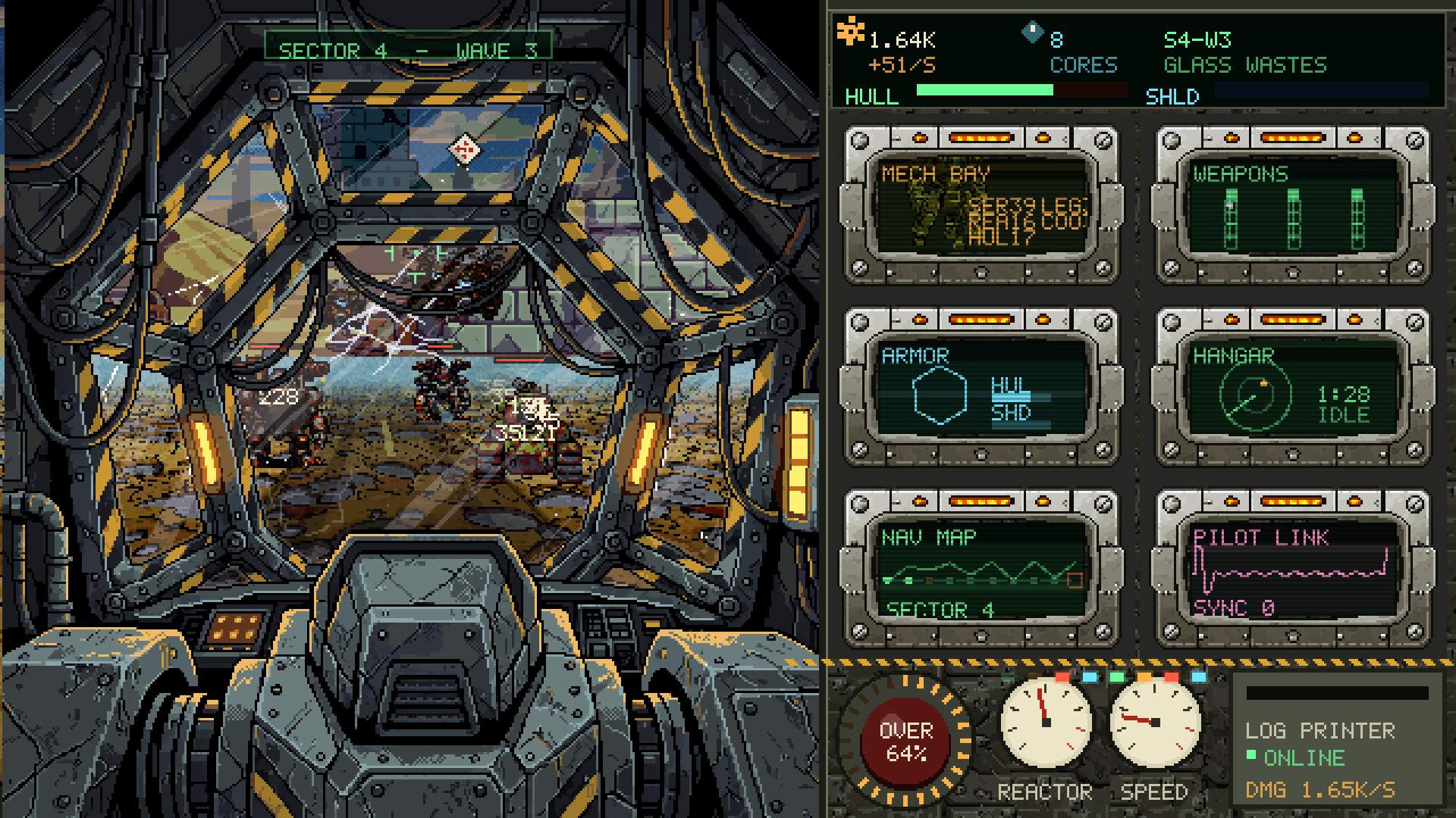 Glass Wastes: beams, missiles and tracers against a walker pack.