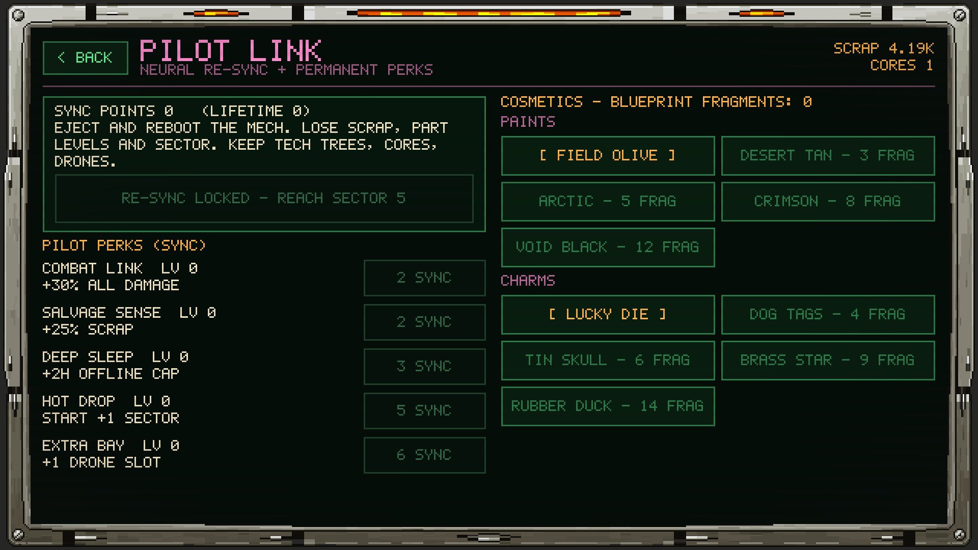 Pilot Link: Neural Re-sync perks, paint jobs and cockpit charms.