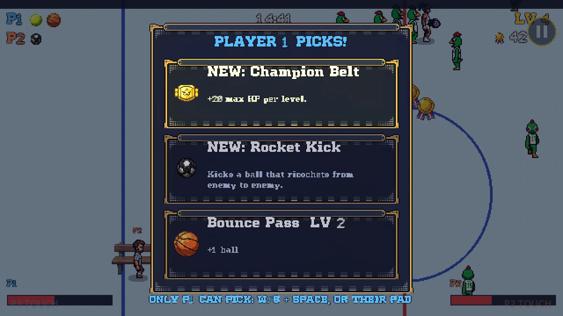 In co-op, players take turns picking upgrades.