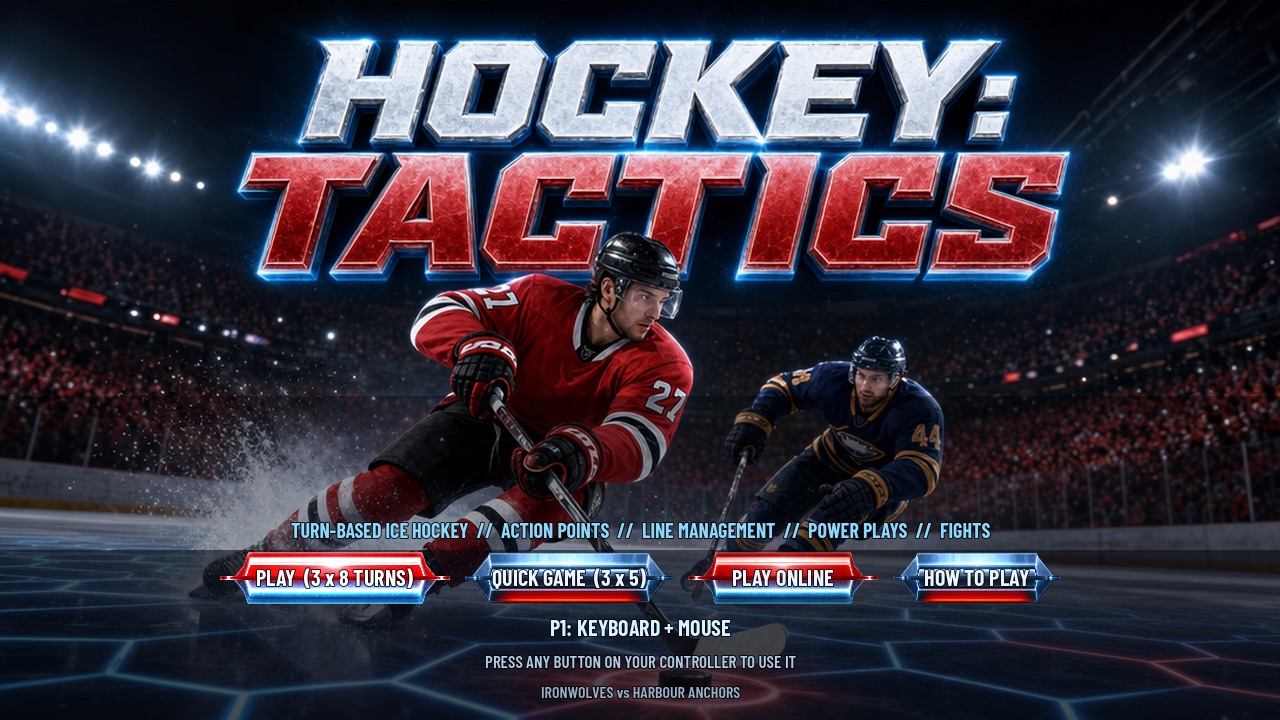 Hockey: Tactics title screen with a Play Online button