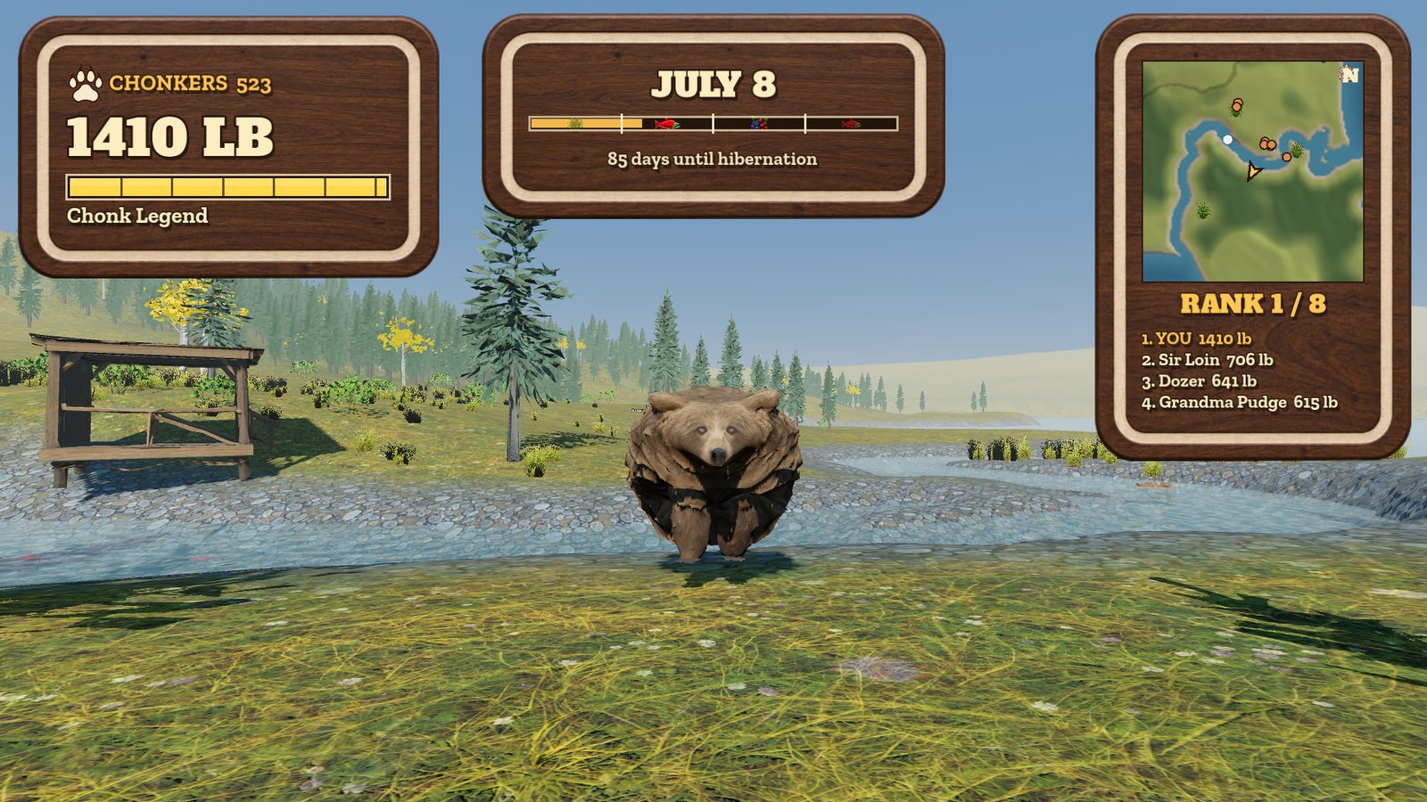 Fat bear in July at 1,410 pounds