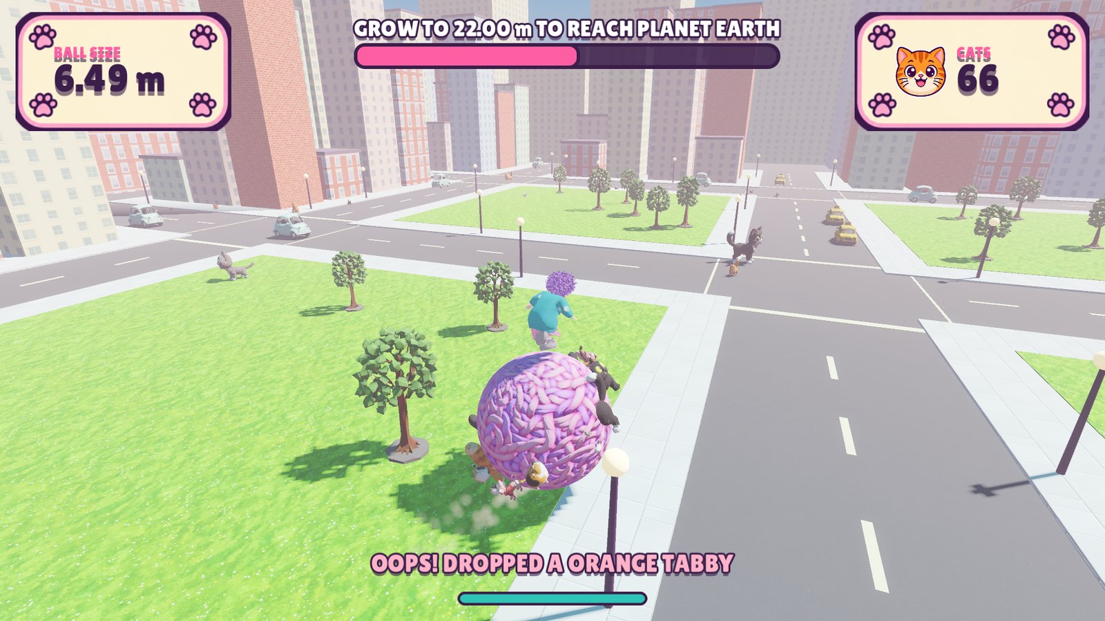 A 6.49-meter cat ball rolling through the city