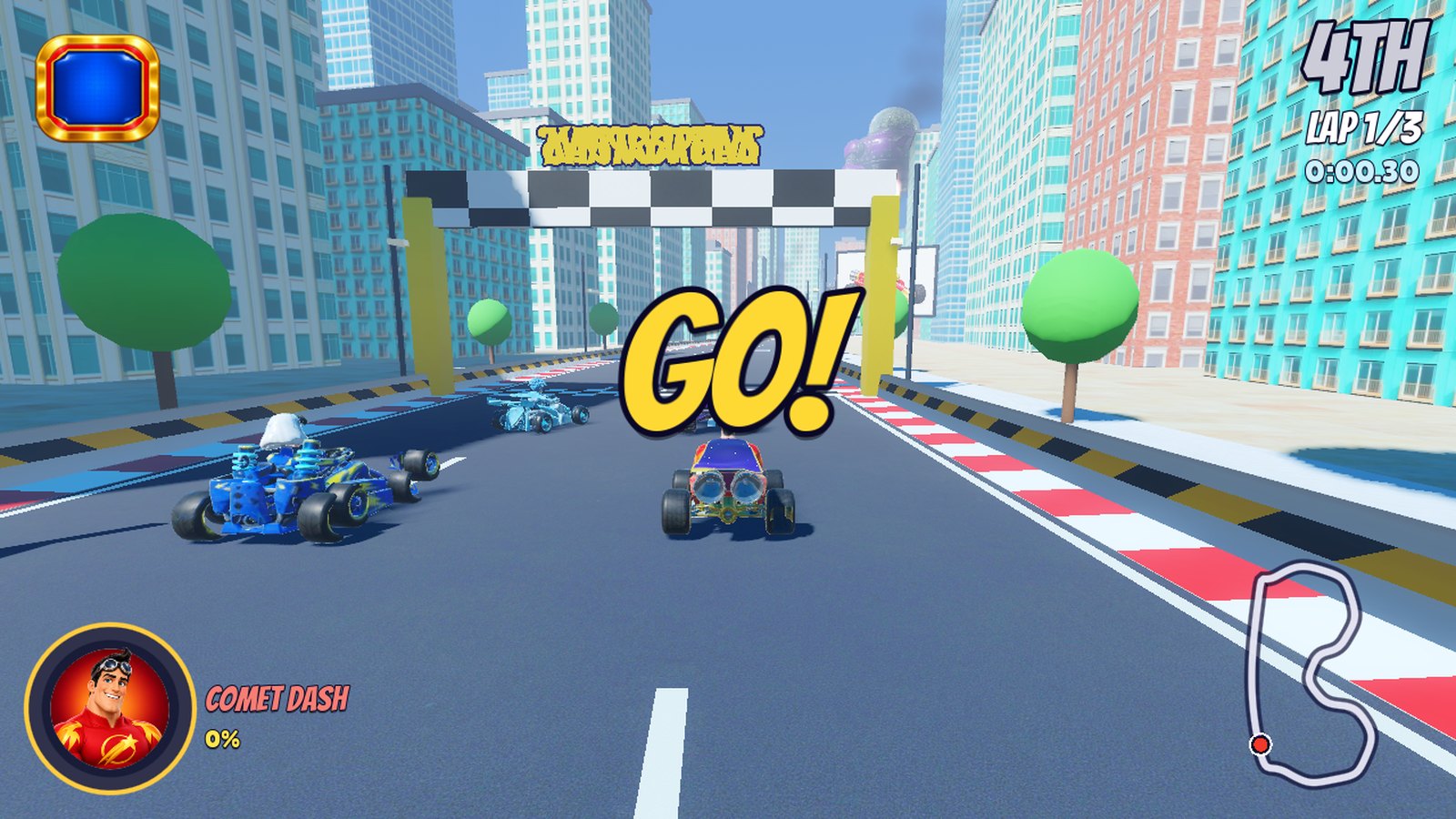 Kartropolis race start on Downtown Invasion with rival karts